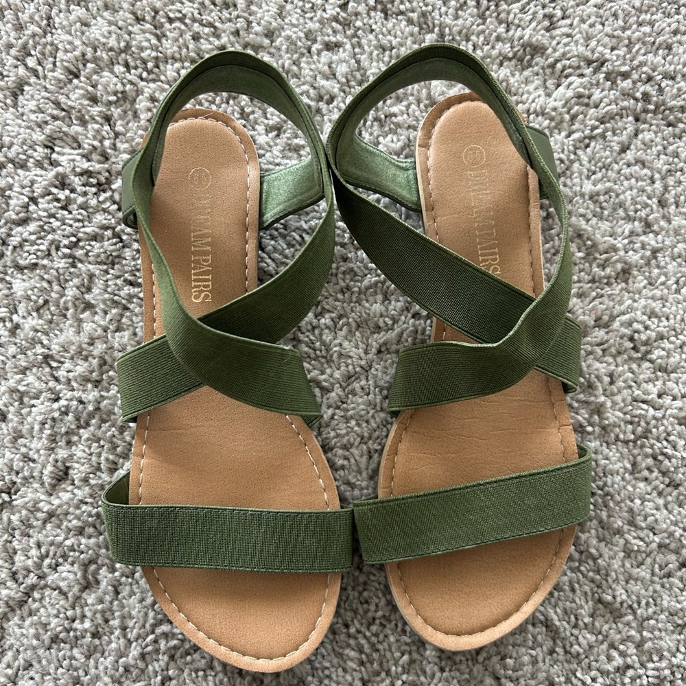 Dream Pairs Olive Green Strappy Sandals